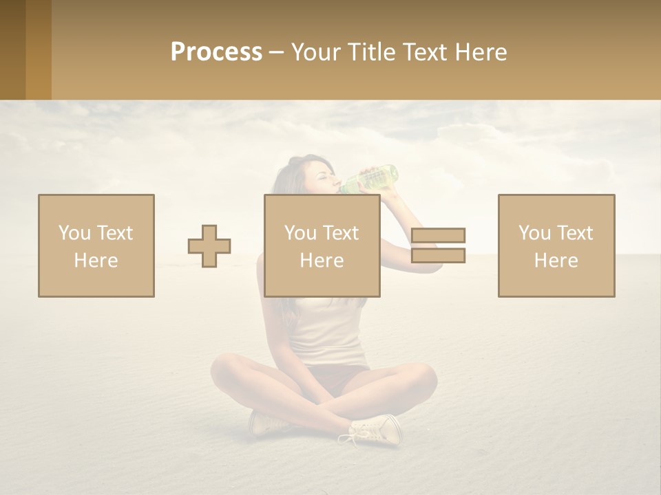 A Woman Sitting On A Beach Drinking A Bottle Of Water PowerPoint Template