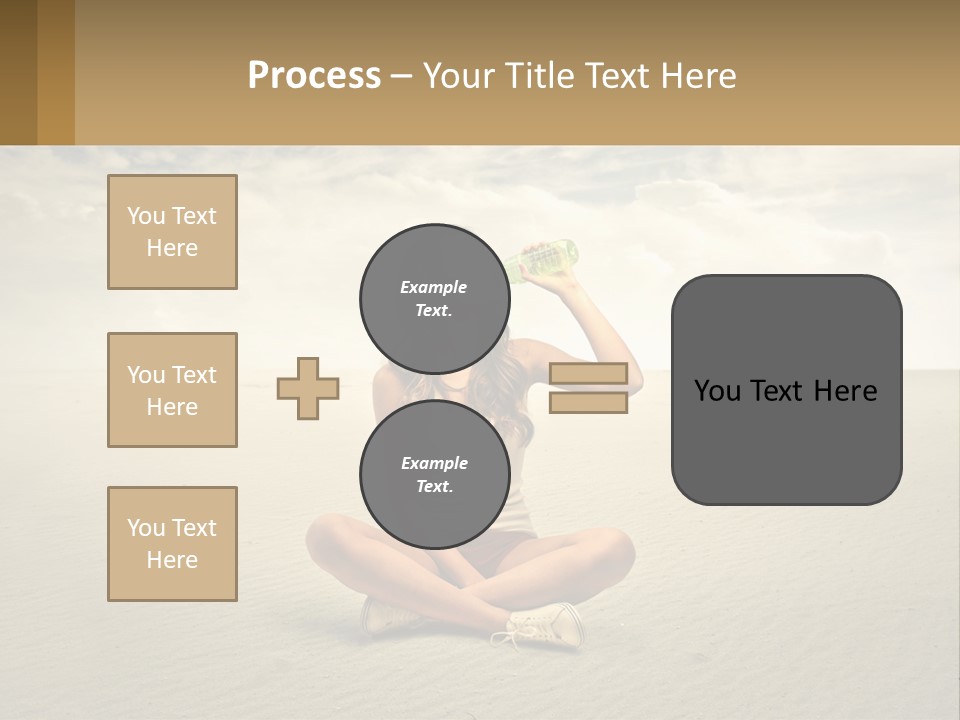 A Woman Sitting On A Beach Drinking A Bottle Of Water PowerPoint Template