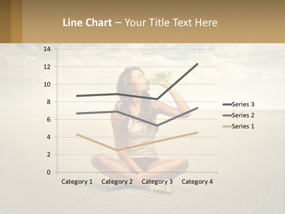 A Woman Sitting On A Beach Drinking A Bottle Of Water PowerPoint Template