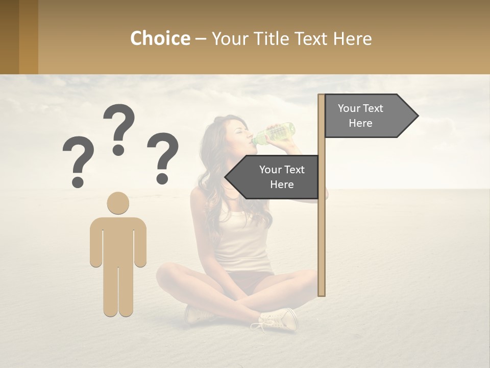 A Woman Sitting On A Beach Drinking A Bottle Of Water PowerPoint Template