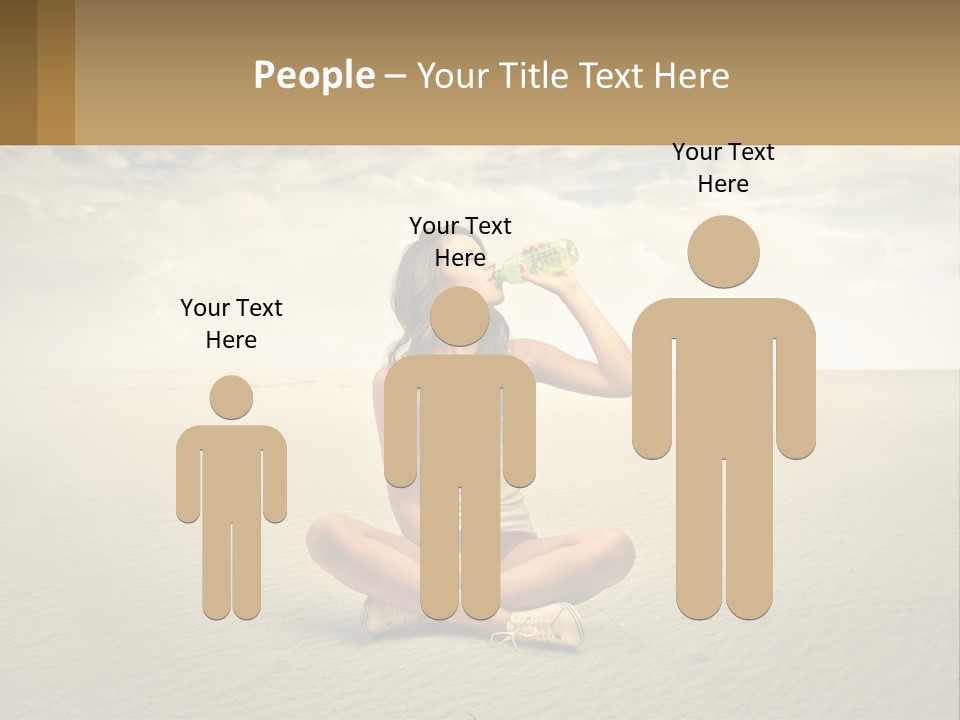 A Woman Sitting On A Beach Drinking A Bottle Of Water PowerPoint Template