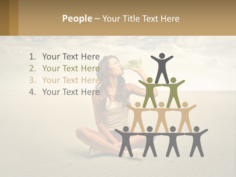 A Woman Sitting On A Beach Drinking A Bottle Of Water PowerPoint Template