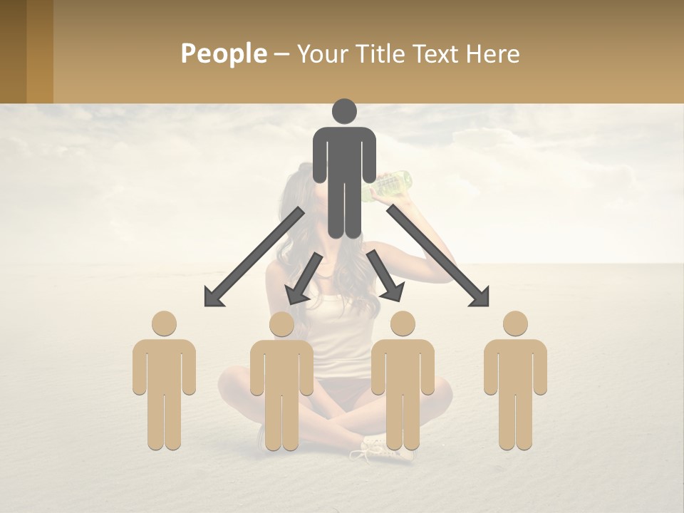 A Woman Sitting On A Beach Drinking A Bottle Of Water PowerPoint Template