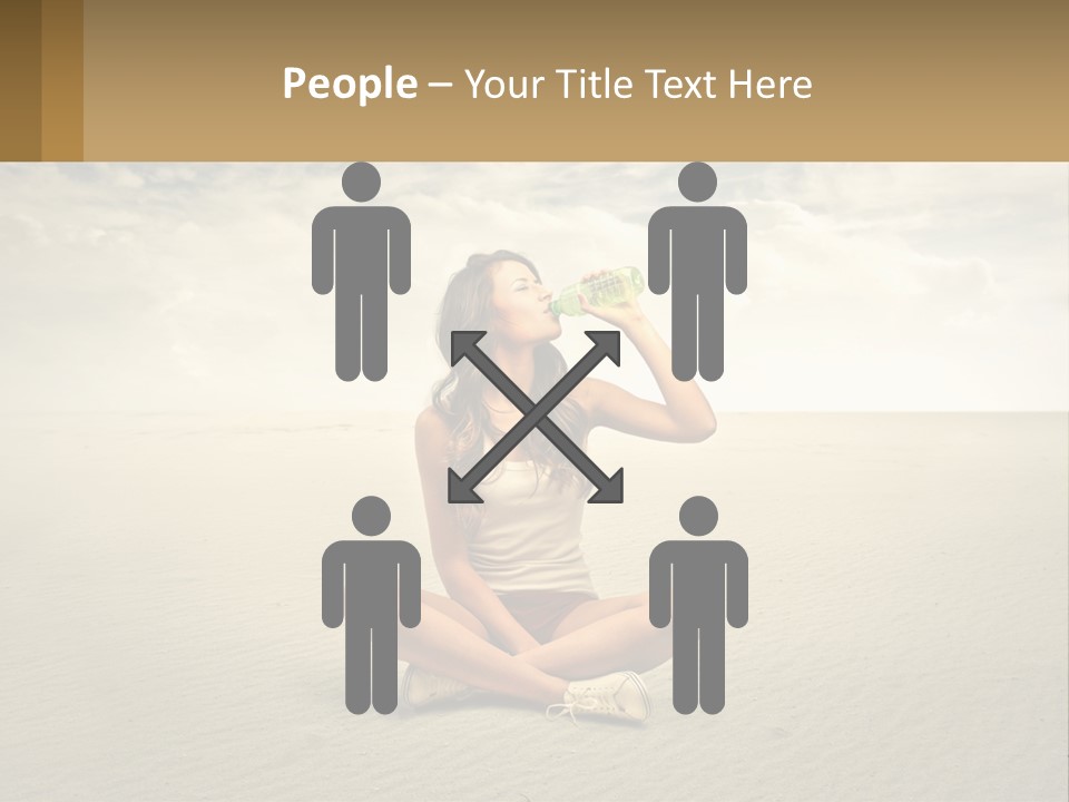 A Woman Sitting On A Beach Drinking A Bottle Of Water PowerPoint Template