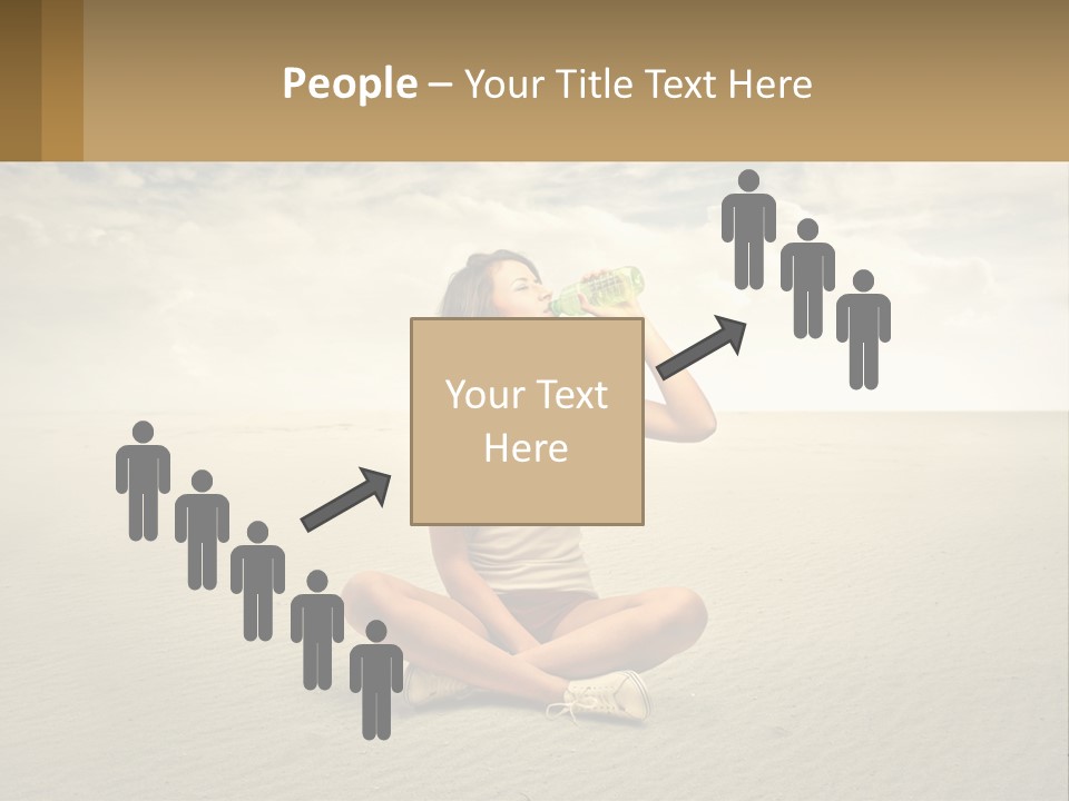 A Woman Sitting On A Beach Drinking A Bottle Of Water PowerPoint Template