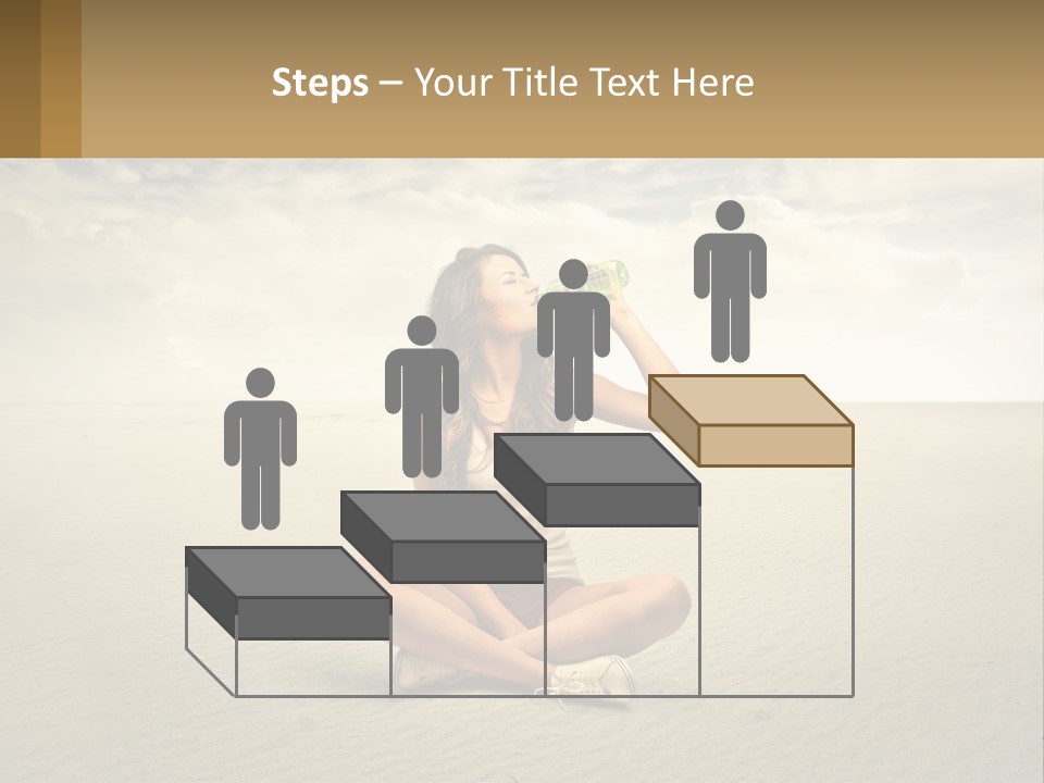 A Woman Sitting On A Beach Drinking A Bottle Of Water PowerPoint Template