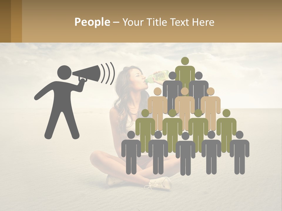 A Woman Sitting On A Beach Drinking A Bottle Of Water PowerPoint Template