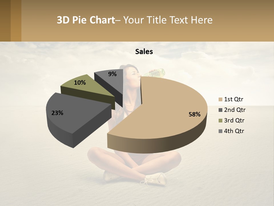 A Woman Sitting On A Beach Drinking A Bottle Of Water PowerPoint Template