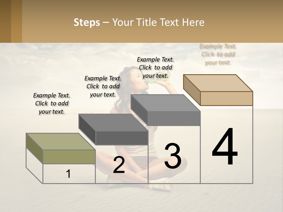 A Woman Sitting On A Beach Drinking A Bottle Of Water PowerPoint Template
