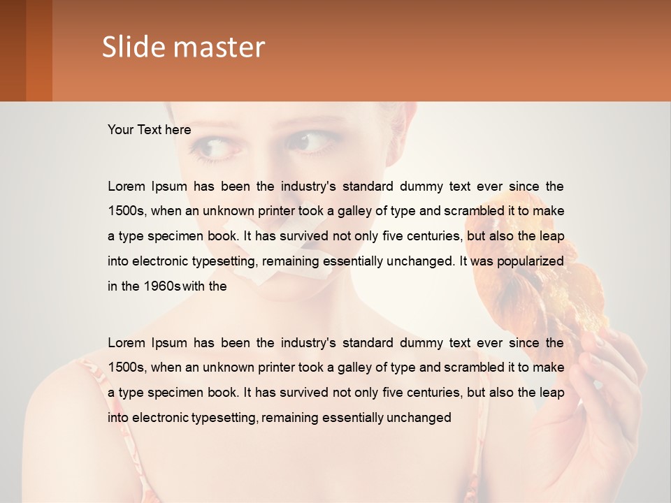 A Woman Holding A Piece Of Food In Her Hand PowerPoint Template