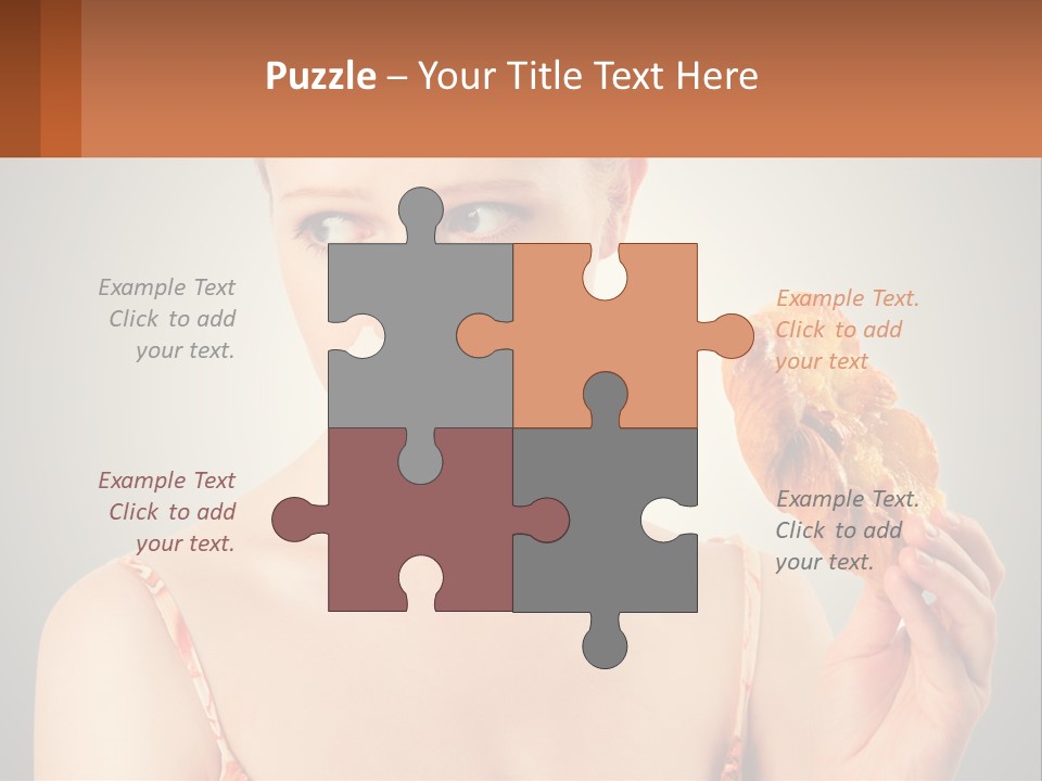 A Woman Holding A Piece Of Food In Her Hand PowerPoint Template