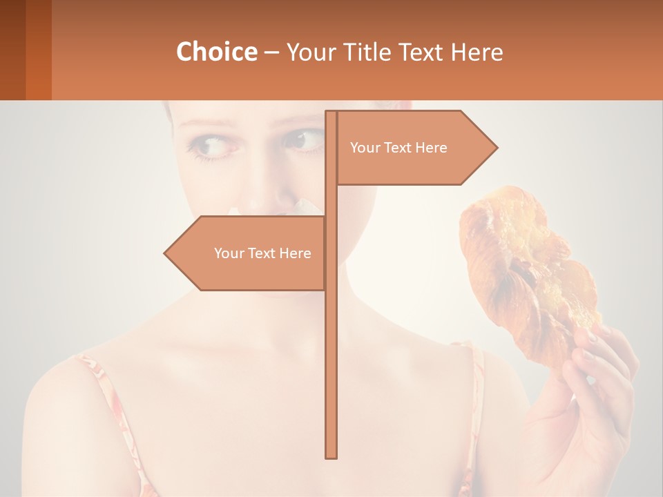 A Woman Holding A Piece Of Food In Her Hand PowerPoint Template