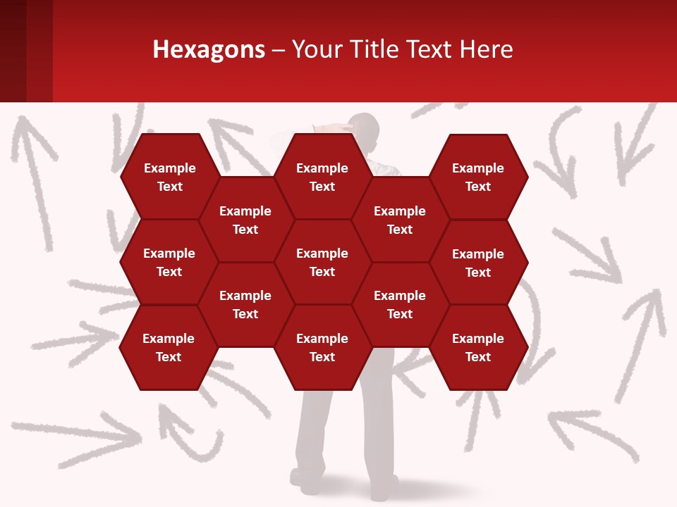 A Man Standing In Front Of A Wall With Arrows Drawn On It PowerPoint Template
