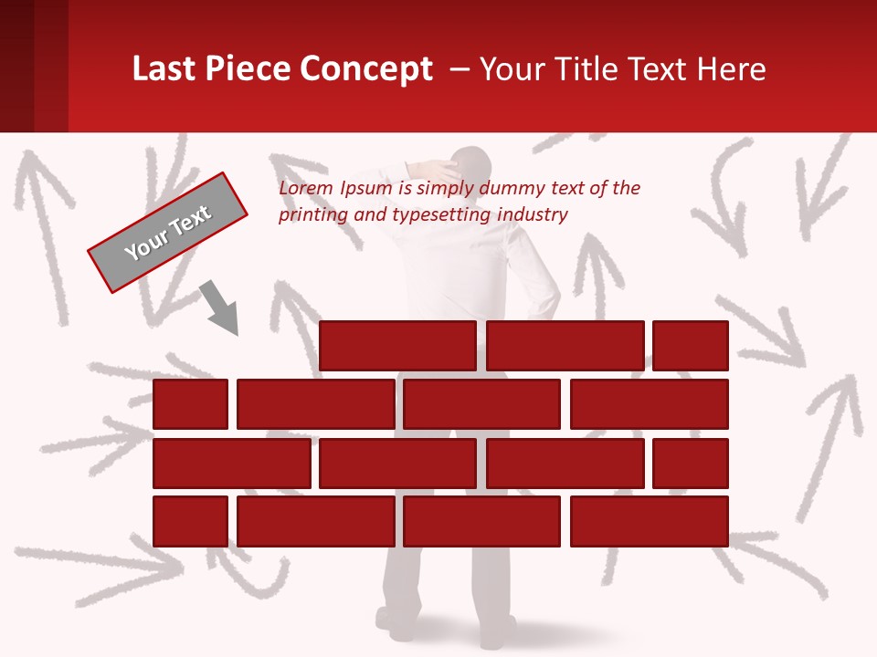 A Man Standing In Front Of A Wall With Arrows Drawn On It PowerPoint Template
