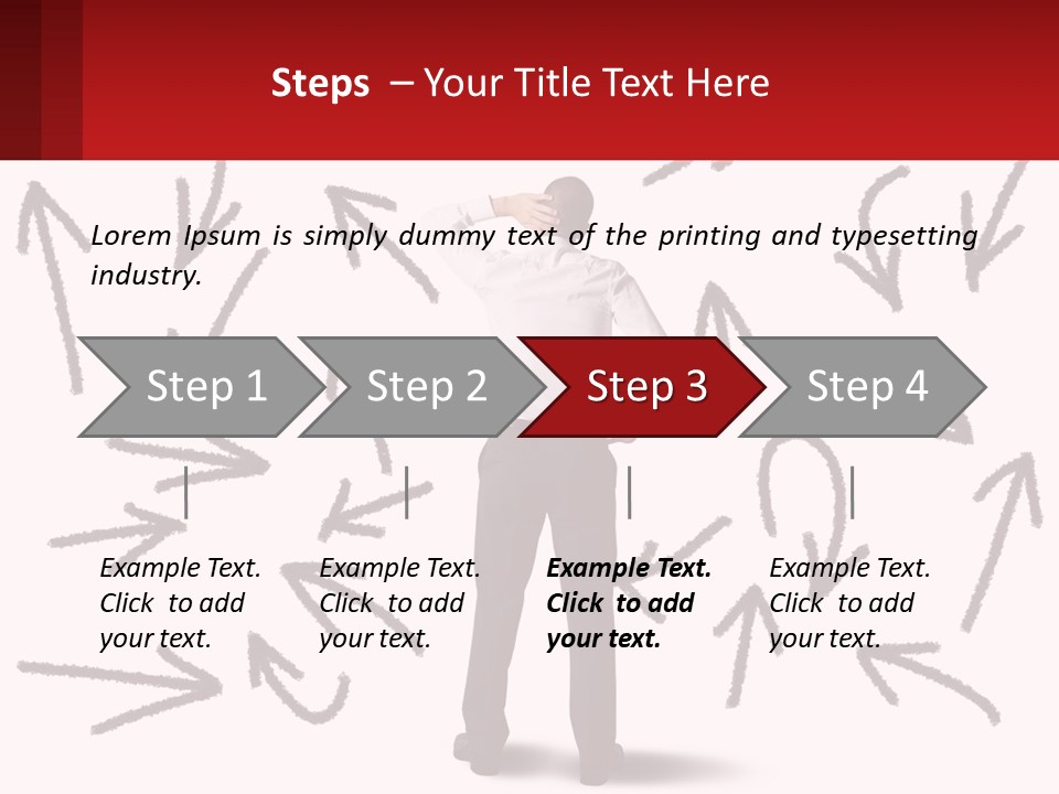 A Man Standing In Front Of A Wall With Arrows Drawn On It PowerPoint Template