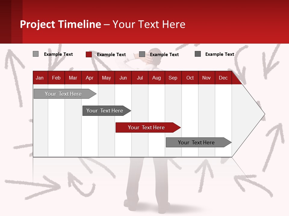 A Man Standing In Front Of A Wall With Arrows Drawn On It PowerPoint Template