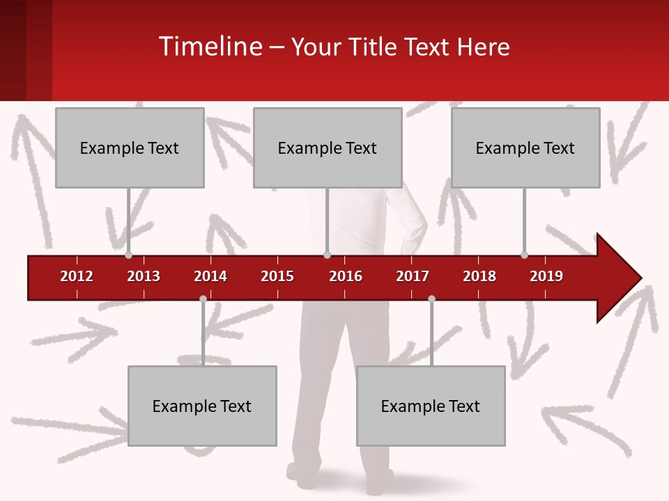 A Man Standing In Front Of A Wall With Arrows Drawn On It PowerPoint Template