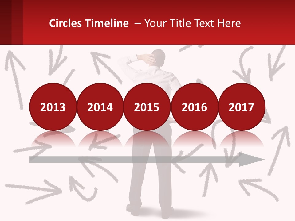 A Man Standing In Front Of A Wall With Arrows Drawn On It PowerPoint Template
