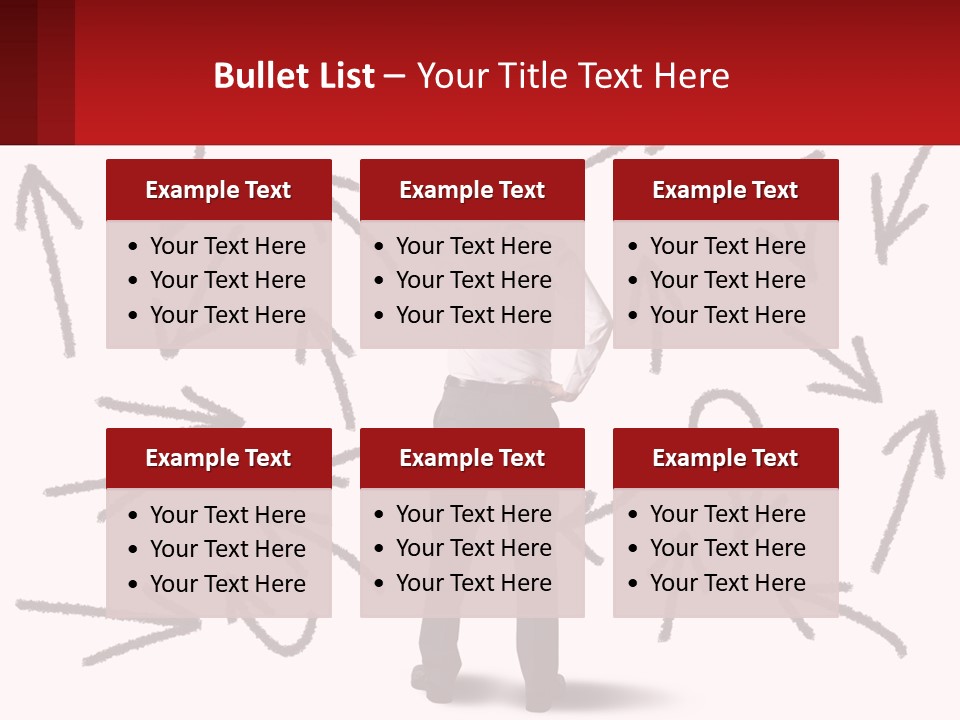 A Man Standing In Front Of A Wall With Arrows Drawn On It PowerPoint Template