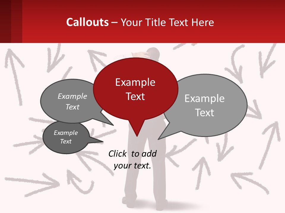 A Man Standing In Front Of A Wall With Arrows Drawn On It PowerPoint Template
