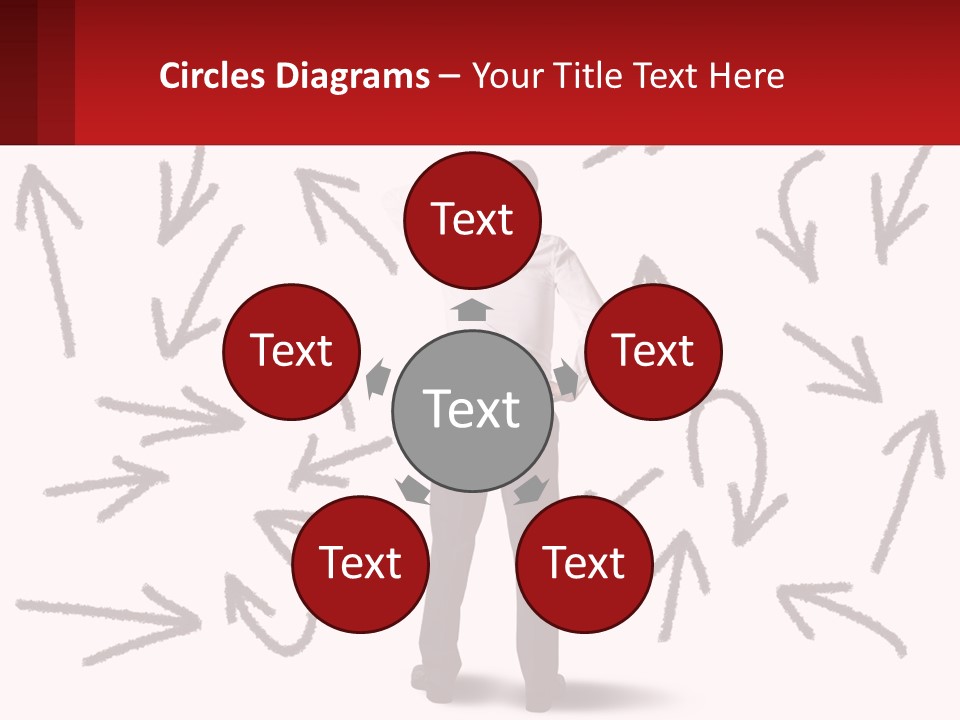 A Man Standing In Front Of A Wall With Arrows Drawn On It PowerPoint Template