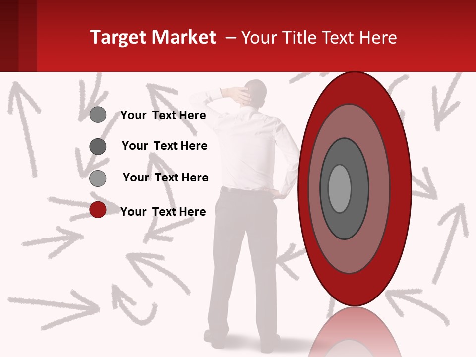 A Man Standing In Front Of A Wall With Arrows Drawn On It PowerPoint Template