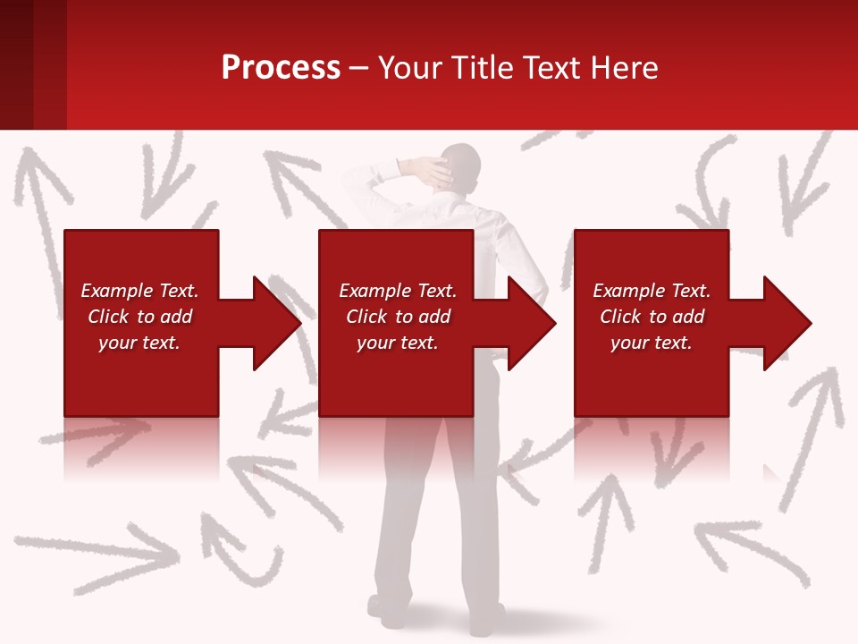 A Man Standing In Front Of A Wall With Arrows Drawn On It PowerPoint Template