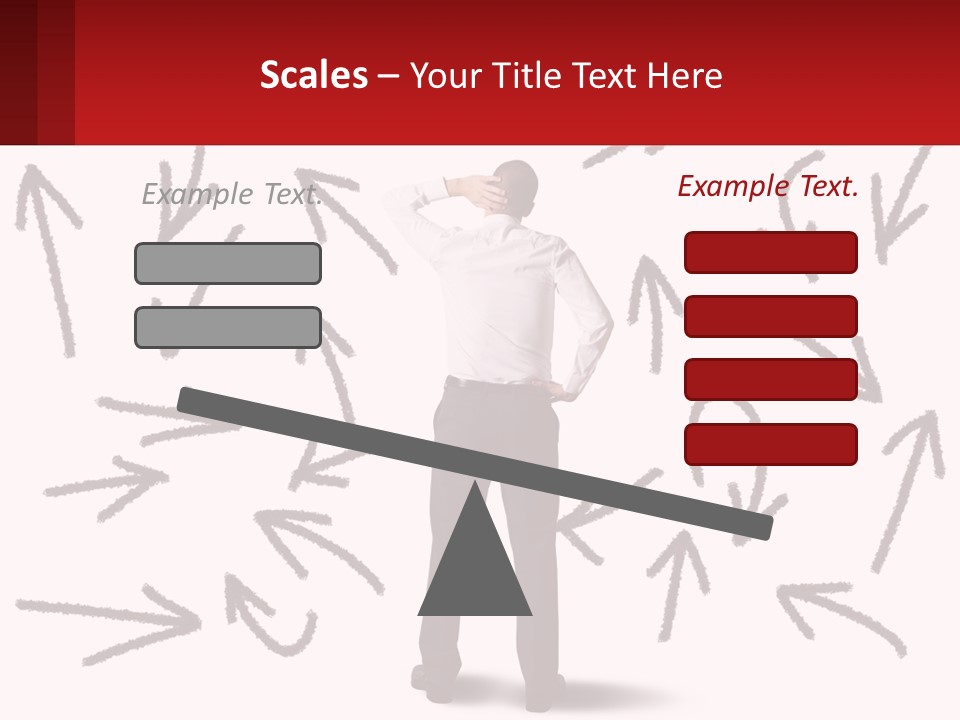 A Man Standing In Front Of A Wall With Arrows Drawn On It PowerPoint Template