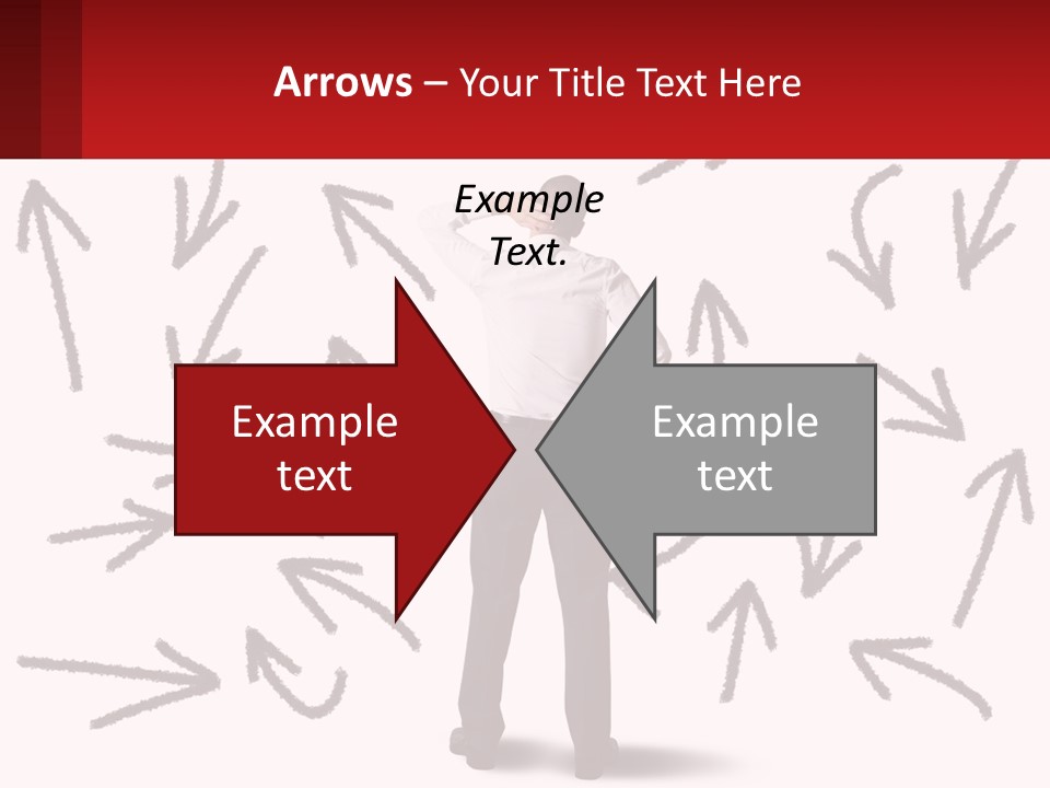 A Man Standing In Front Of A Wall With Arrows Drawn On It PowerPoint Template