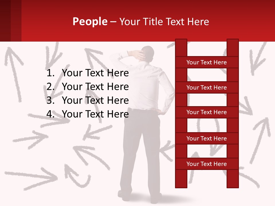 A Man Standing In Front Of A Wall With Arrows Drawn On It PowerPoint Template