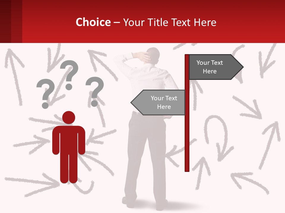 A Man Standing In Front Of A Wall With Arrows Drawn On It PowerPoint Template