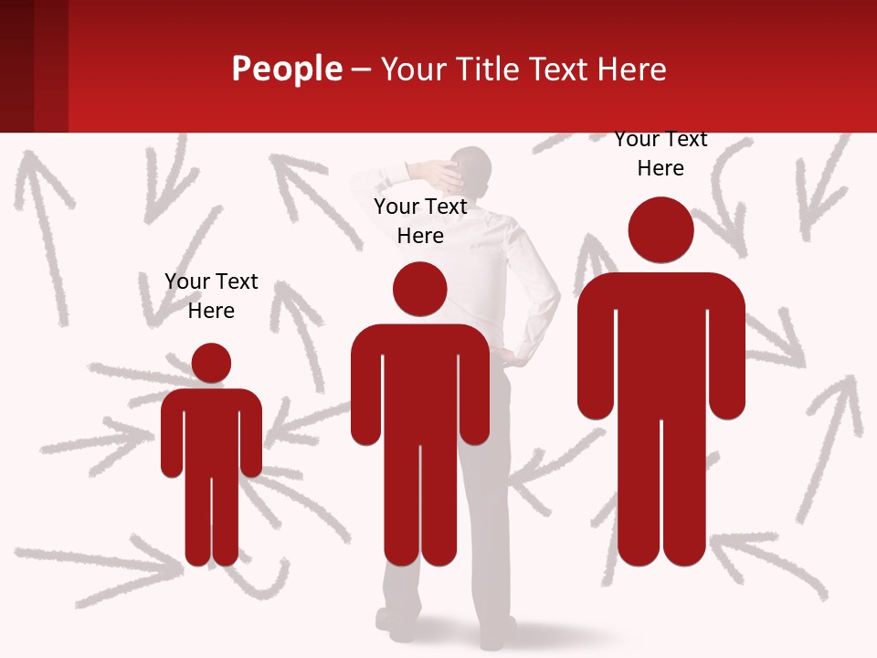 A Man Standing In Front Of A Wall With Arrows Drawn On It PowerPoint Template