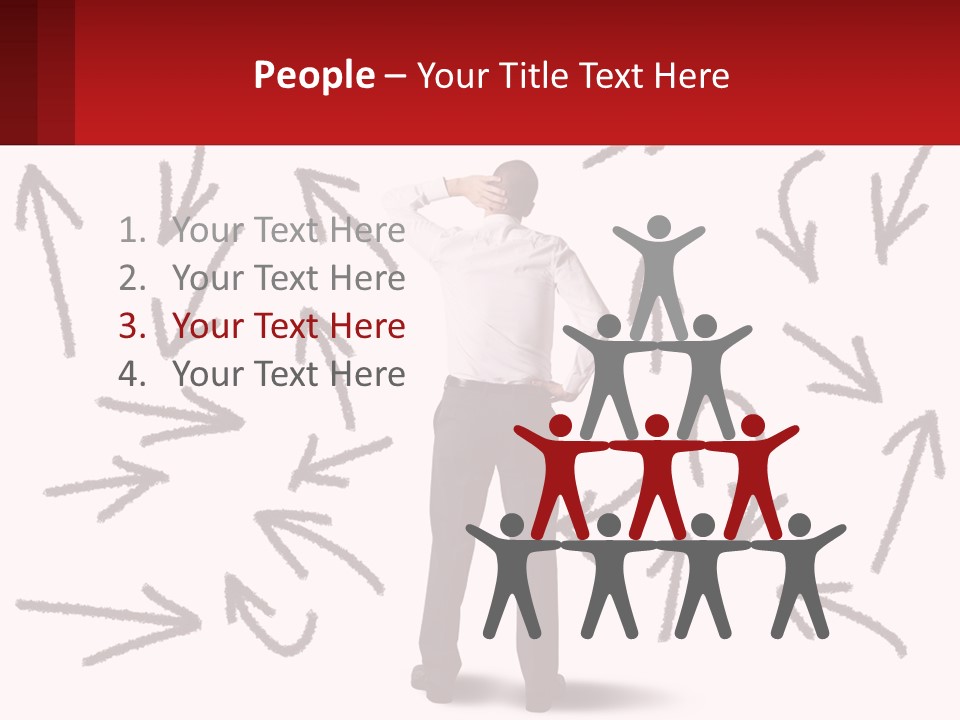 A Man Standing In Front Of A Wall With Arrows Drawn On It PowerPoint Template