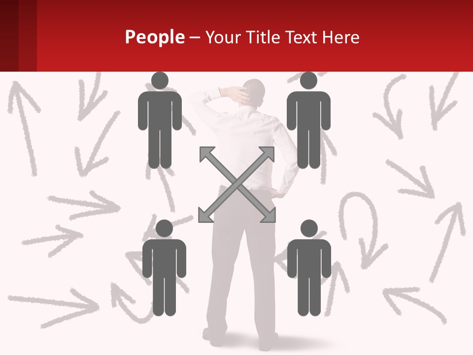 A Man Standing In Front Of A Wall With Arrows Drawn On It PowerPoint Template