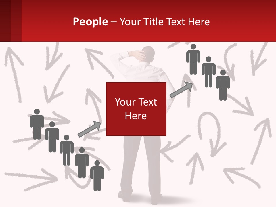 A Man Standing In Front Of A Wall With Arrows Drawn On It PowerPoint Template