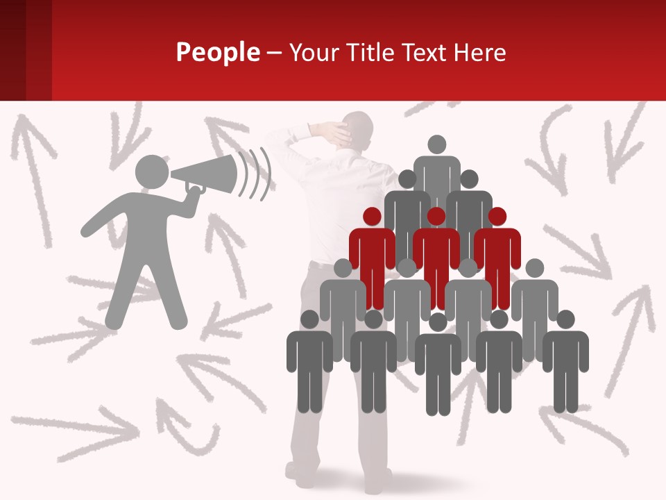 A Man Standing In Front Of A Wall With Arrows Drawn On It PowerPoint Template