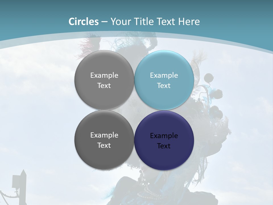 A Person In A Blue Costume With Feathers On Their Head PowerPoint Template