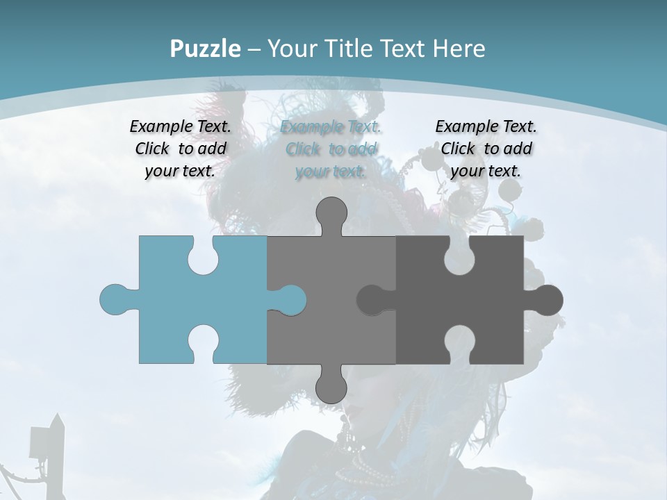 A Person In A Blue Costume With Feathers On Their Head PowerPoint Template