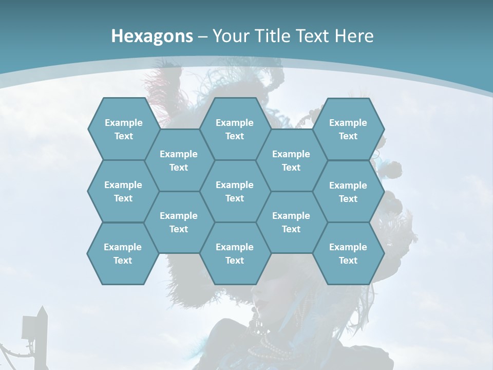 A Person In A Blue Costume With Feathers On Their Head PowerPoint Template