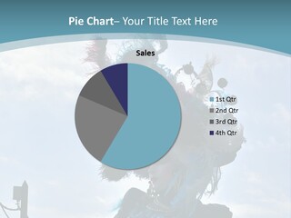 A Person In A Blue Costume With Feathers On Their Head PowerPoint Template