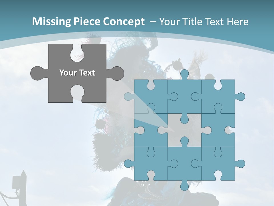 A Person In A Blue Costume With Feathers On Their Head PowerPoint Template