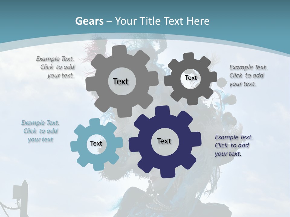 A Person In A Blue Costume With Feathers On Their Head PowerPoint Template