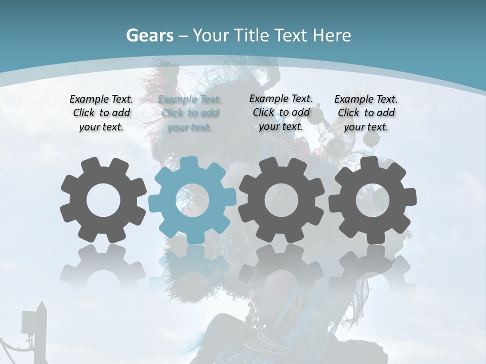 A Person In A Blue Costume With Feathers On Their Head PowerPoint Template