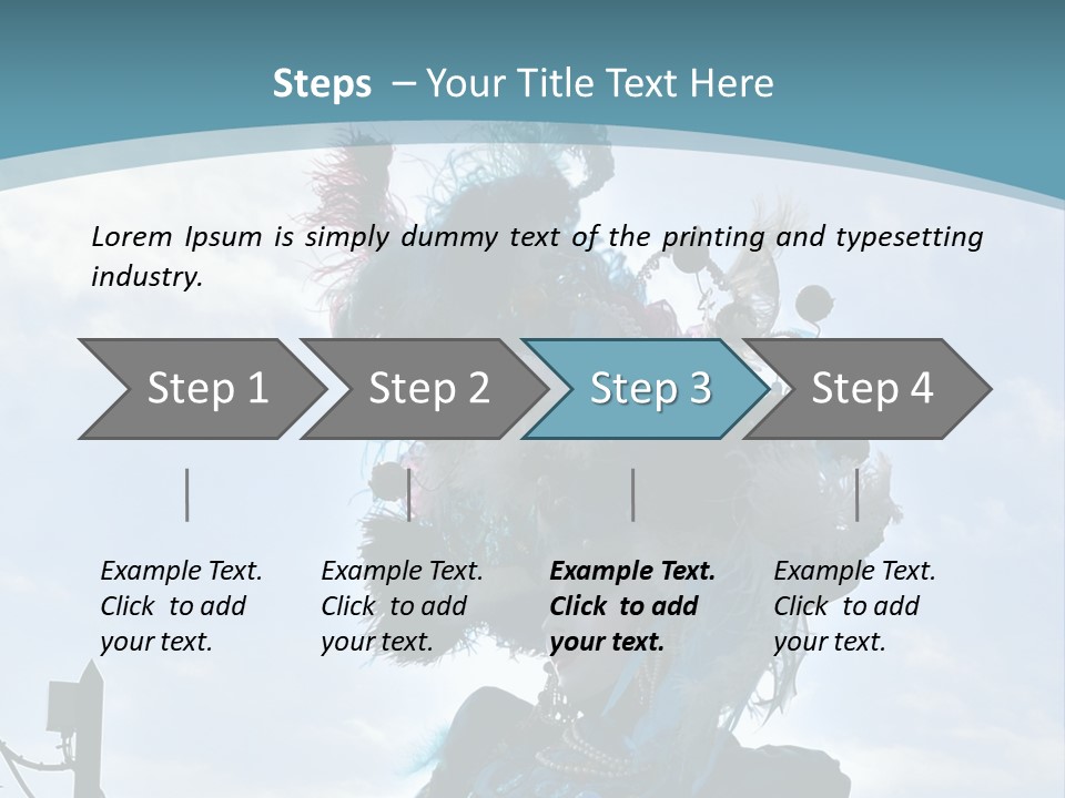A Person In A Blue Costume With Feathers On Their Head PowerPoint Template