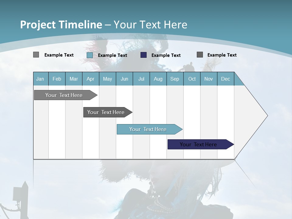 A Person In A Blue Costume With Feathers On Their Head PowerPoint Template