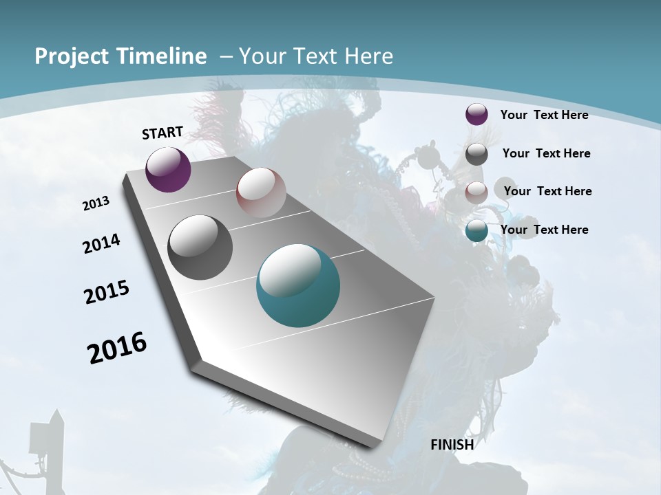 A Person In A Blue Costume With Feathers On Their Head PowerPoint Template