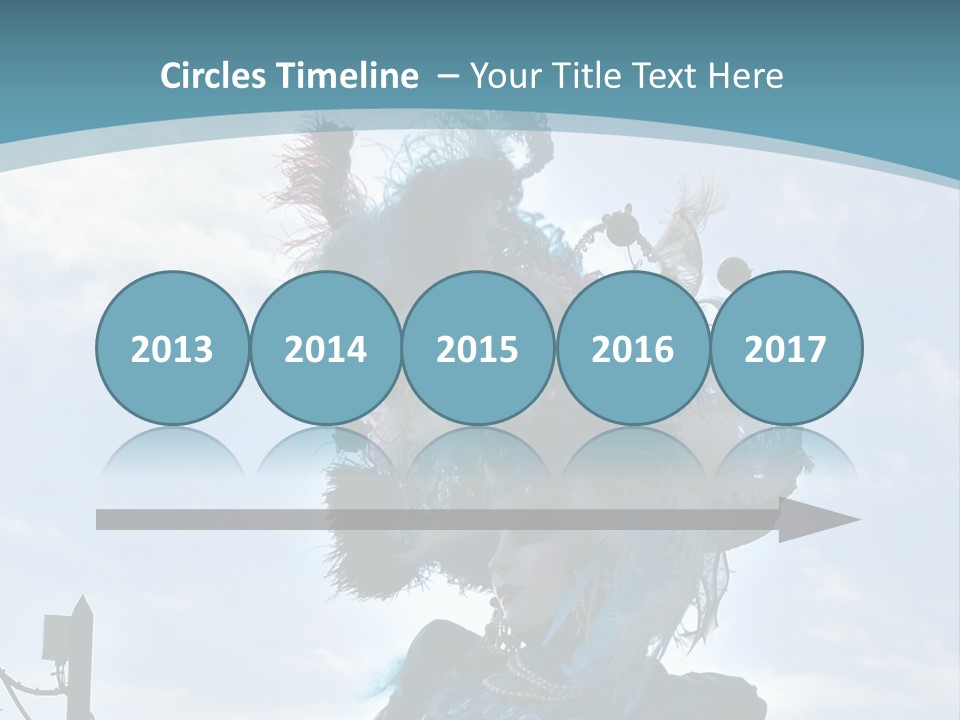 A Person In A Blue Costume With Feathers On Their Head PowerPoint Template