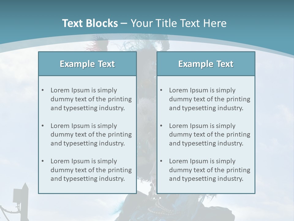 A Person In A Blue Costume With Feathers On Their Head PowerPoint Template