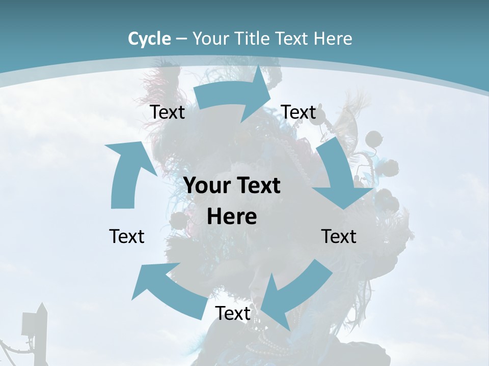 A Person In A Blue Costume With Feathers On Their Head PowerPoint Template