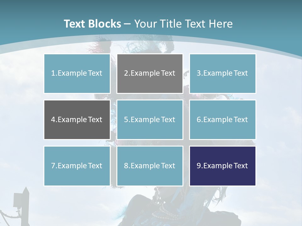 A Person In A Blue Costume With Feathers On Their Head PowerPoint Template
